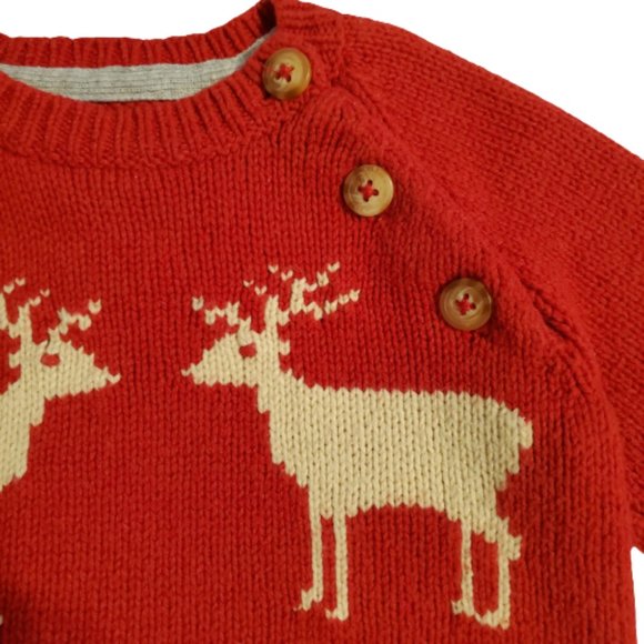 Baby Boden Red Reindeer Sweater Size 6-12m Holiday Christmas Boys - Picture 2 of 4